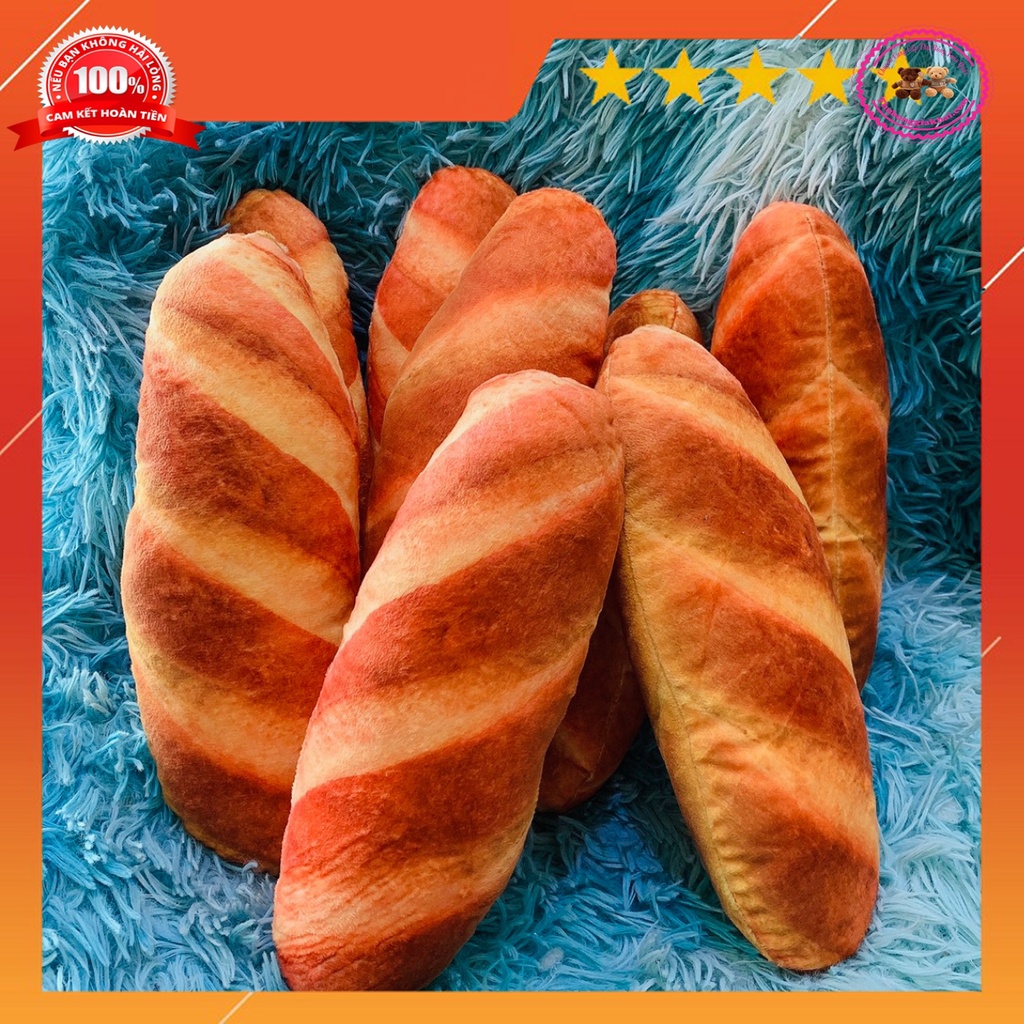 Gấu bông hình bánh mì,gấu bánh mì 3D chất vải nhung mềm mịn an toàn cho da bé,bánh mì 25cm
