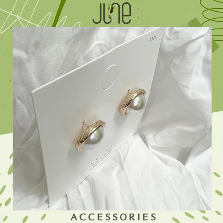 Bông tai hình tròn bạc S925 không gỉ, khuyên tai phụ kiện cho chị em đi chụp ảnh siêu xinh June Accessories