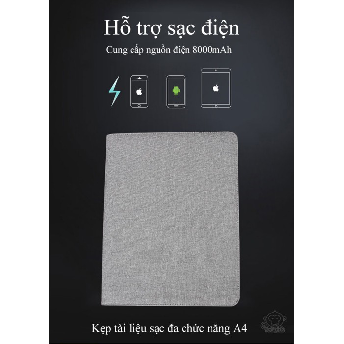 Kẹp tài liệu sạc đa chức năng A4 8000mAh AESTHETIC