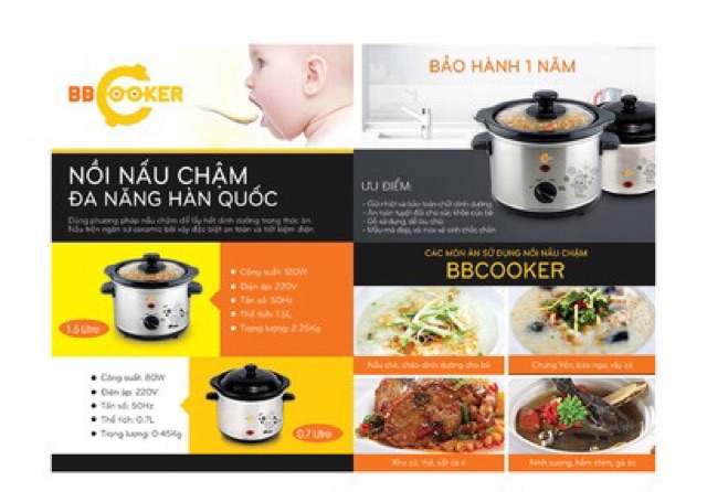 Nồi nấu chậm BBCooker Hàn Quốc 1.5L