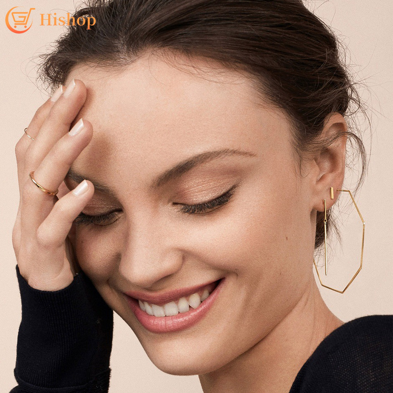 Khuyên Tai Kim Loại Thiết Kế Đơn Giản Cho Nữ