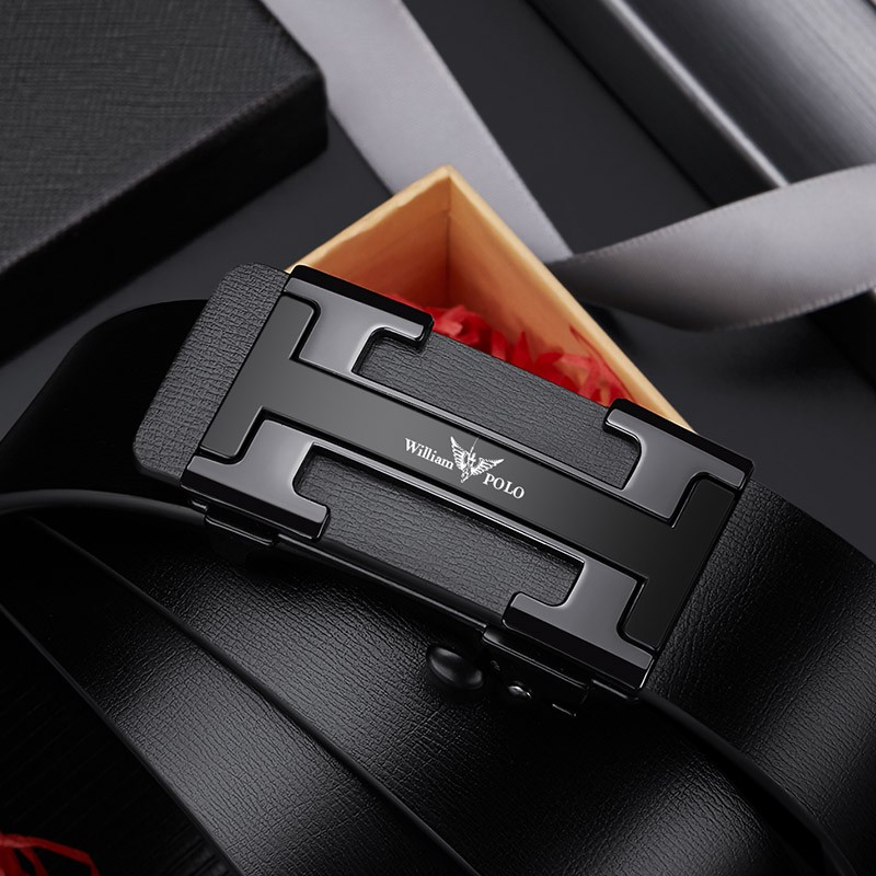 Thắt lưng Nam thời trang - da bò, mặt kim loại cao cấp nhập khẩu chính hãng William Polo 20388-90P - Bảo hành 12 tháng