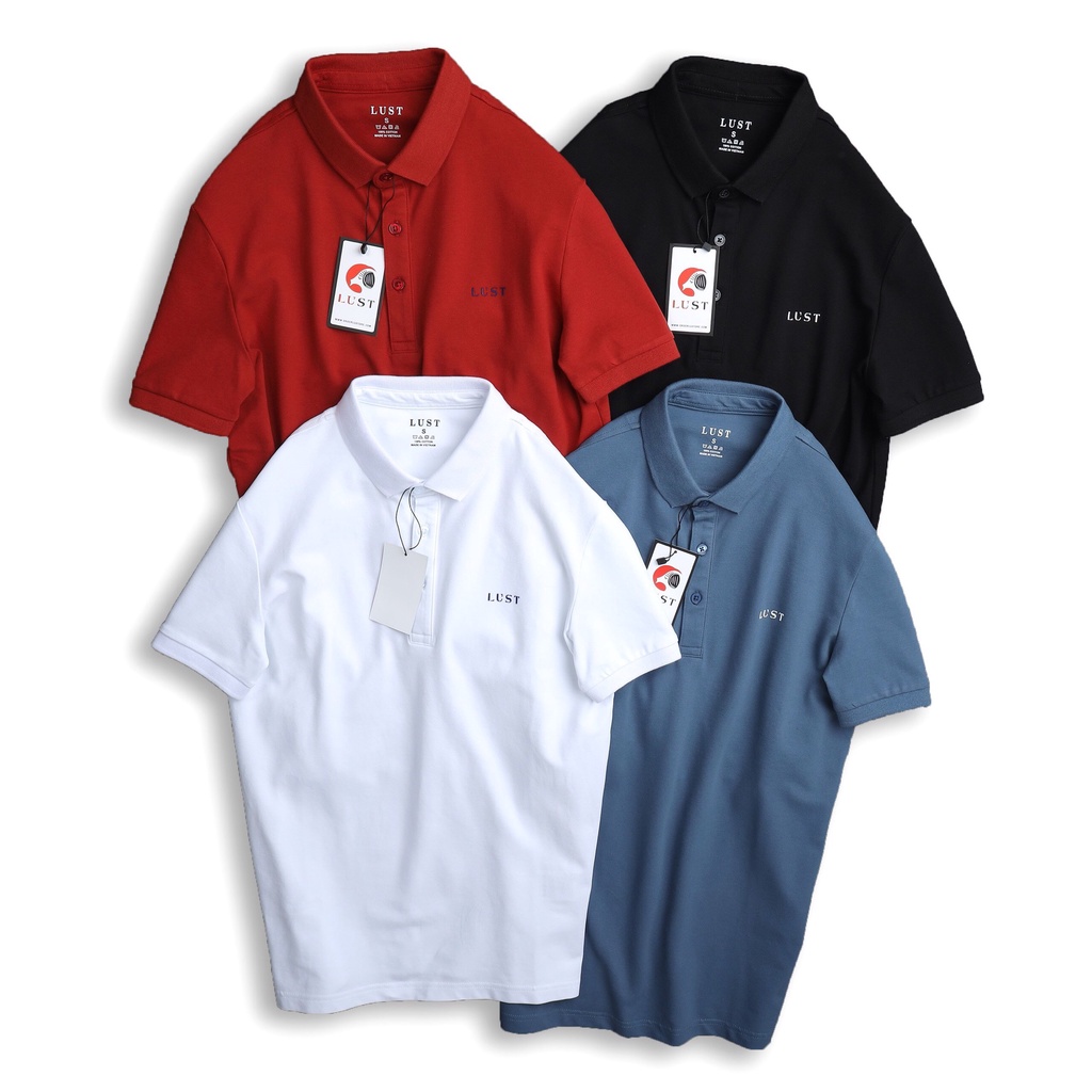 Áo Thun Polo Nam Cổ Bẻ Cotton LUST Logo, Áo Phông Nam Có Cổ Tay Ngắn Đơn Giản Hàng Xuất Khẩu - location.menstore
