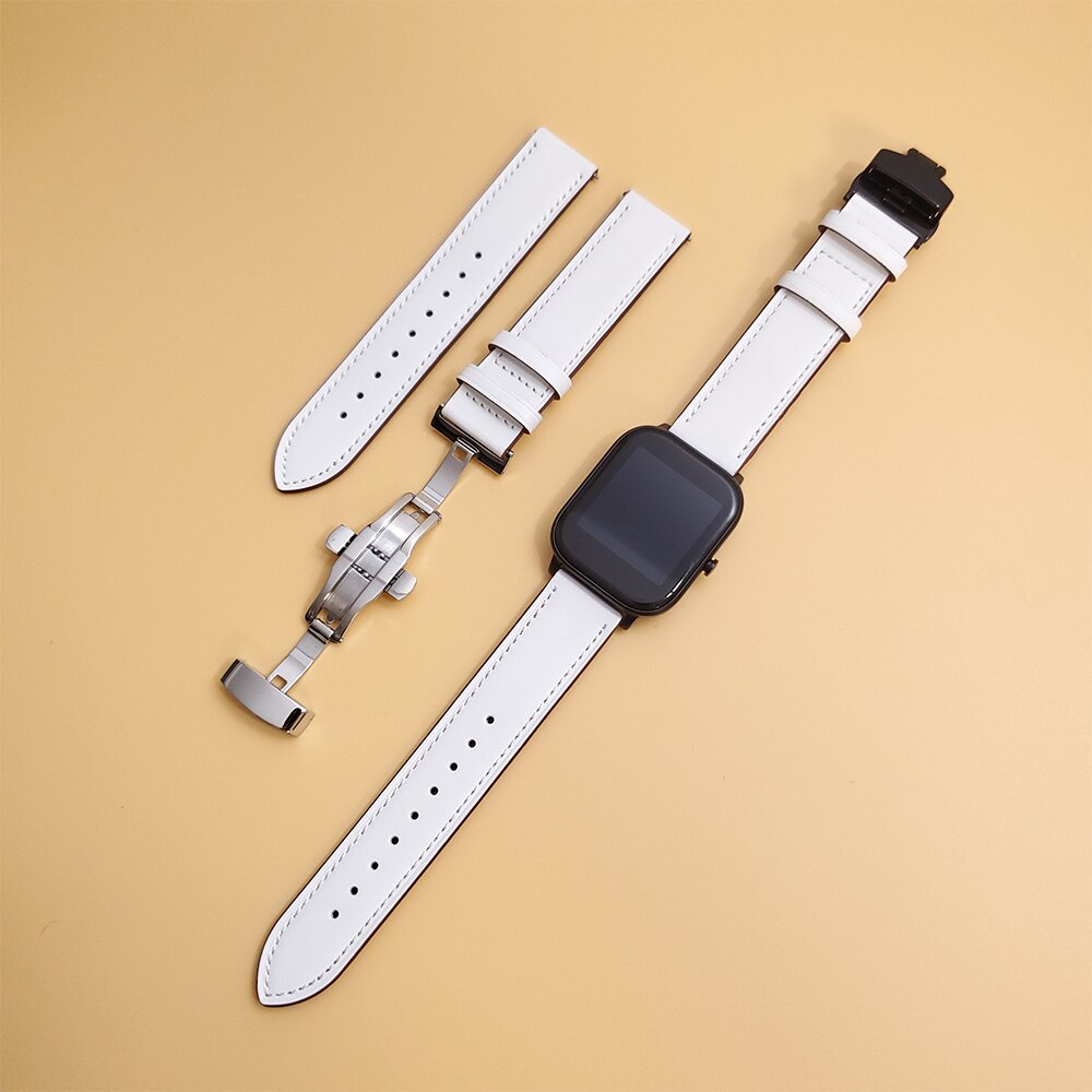 Dây Đeo Bằng Da Có Khóa Bướm Cho Đồng Hồ Thông Minh Huami Amazfit Gts 2 Mini / Gtr 2 2e Gtr 47mm / Bip S U