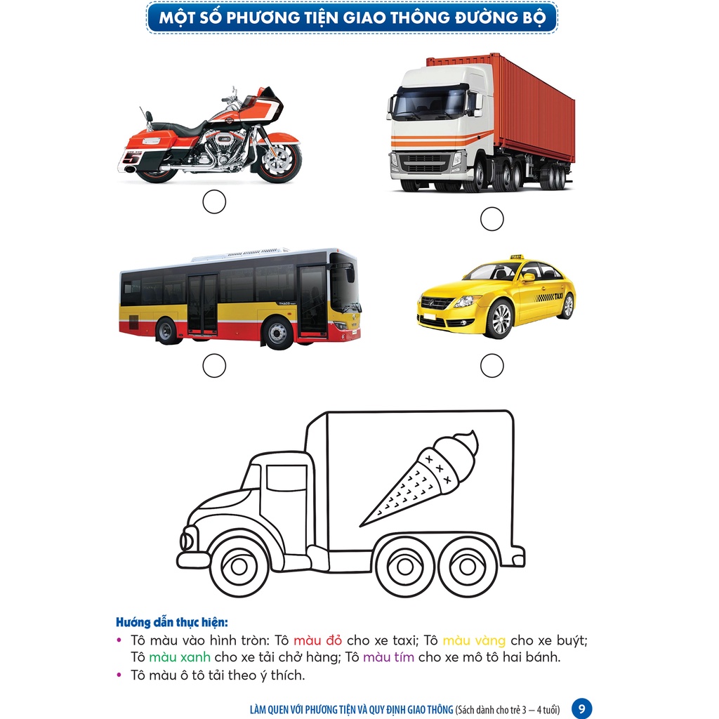 Sách Làm quen với phương tiện và quy định giao thông - Sách mầm non cho trẻ 3 - 4 tuổi