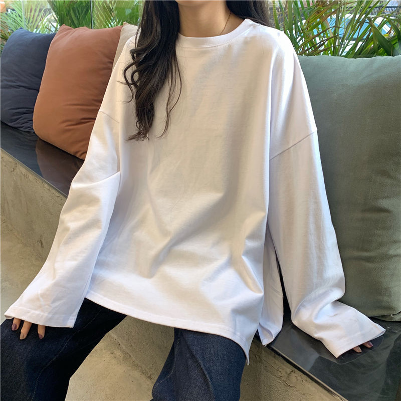 Áo Thun Nữ Tay Dài Màu Trắng Thời Trang Xuân Thu