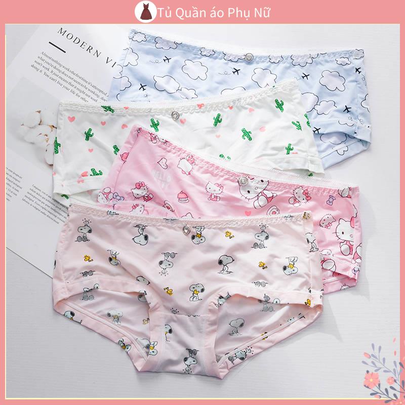 Qu gotn l cart n > Kh Ng vi > Bộ 2 / 4 Quần Lót Lụa Lạnh Mỏng Lưng Thấp Không Đường May Thoáng Khí Dễ Thương Trẻ Trung Cho Nữ