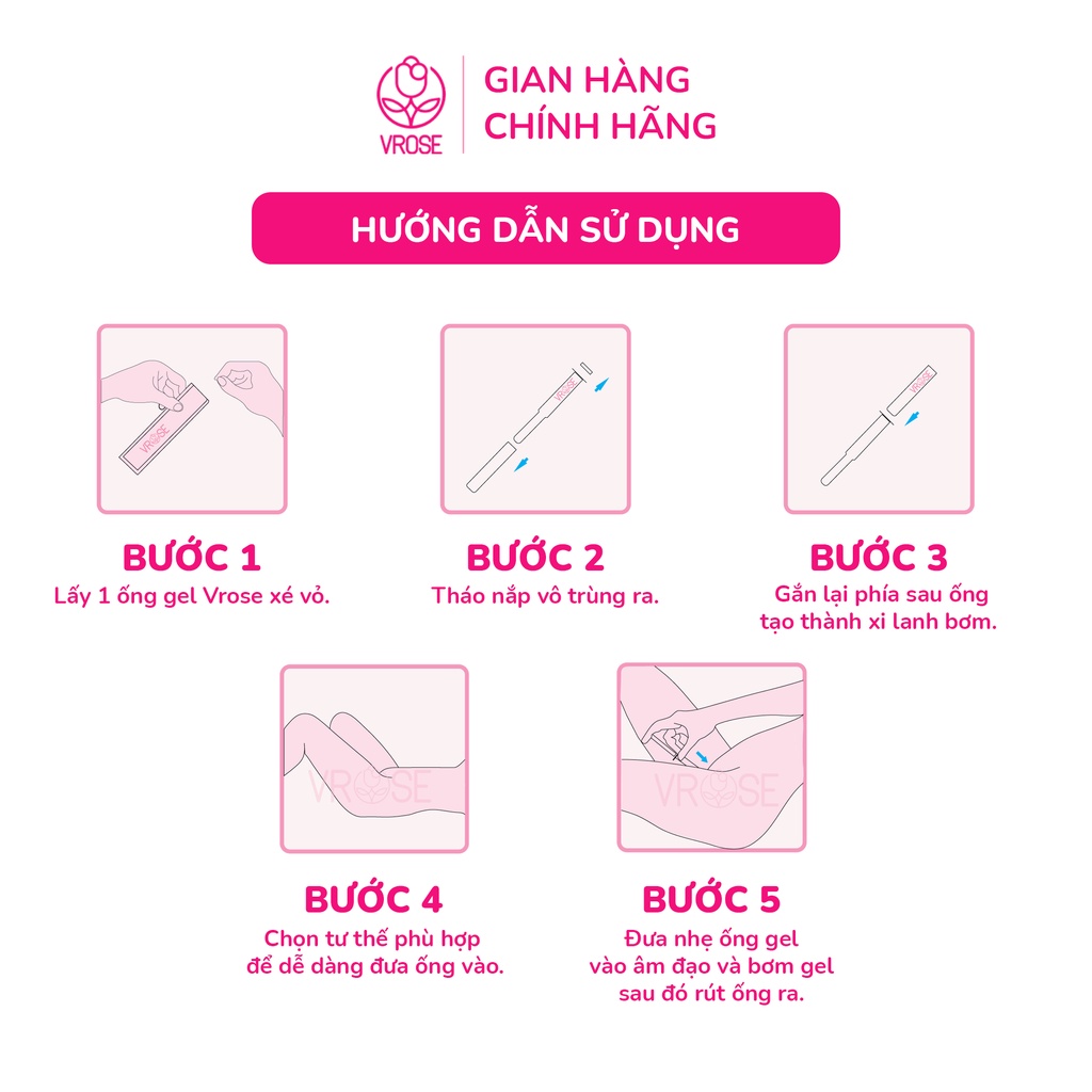 Gel phụ khoa nano Vrose làm sạch combo 5 hộp (15 ống)