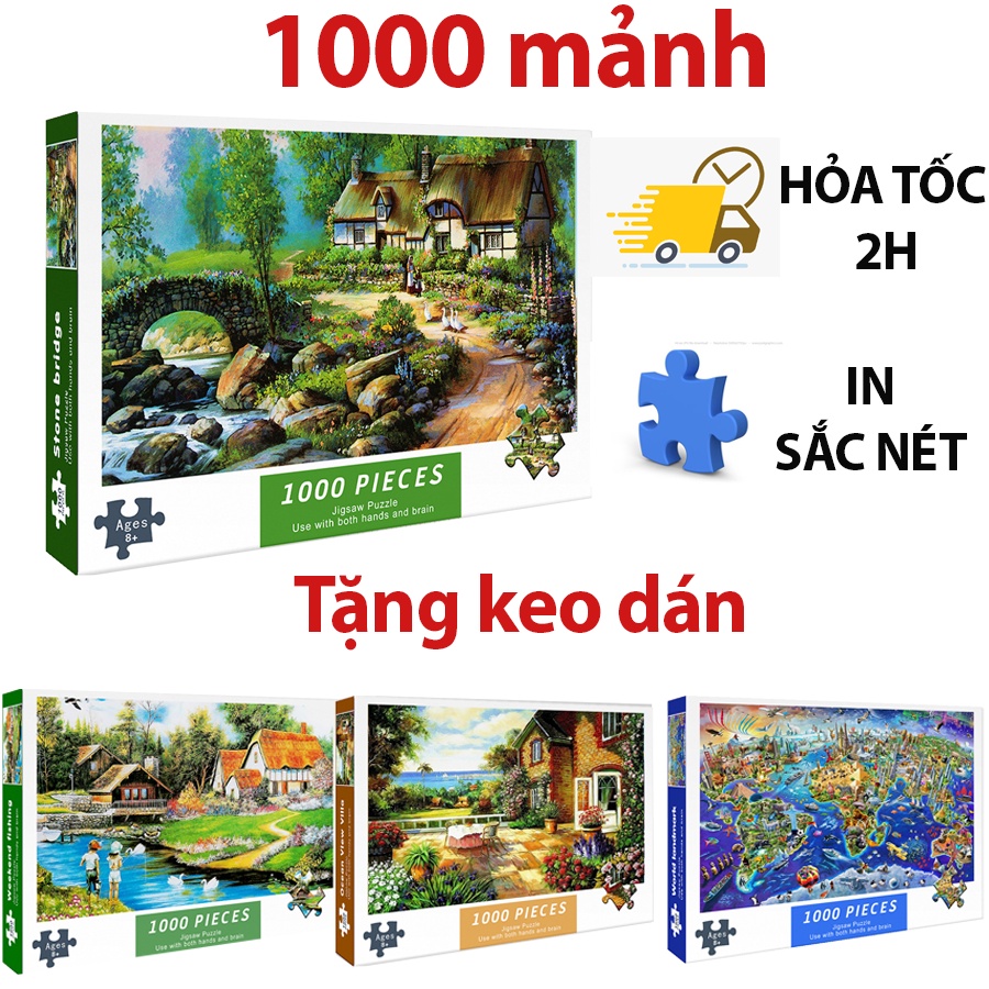 [Mã LIFEXANH03 giảm 10% đơn 500K] Tranh ghép hình 1000 mảnh phong cảnh dành cho người lớn và trẻ em, KT: 75x50 cm