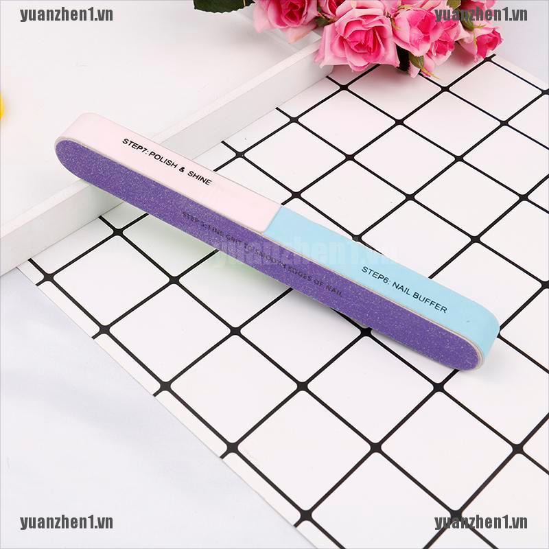 [YUANZHEN1] Bộ 2 Dũa Móng Tay In Sáng Tạo Bề Mặt Nhám Sáu Mặt