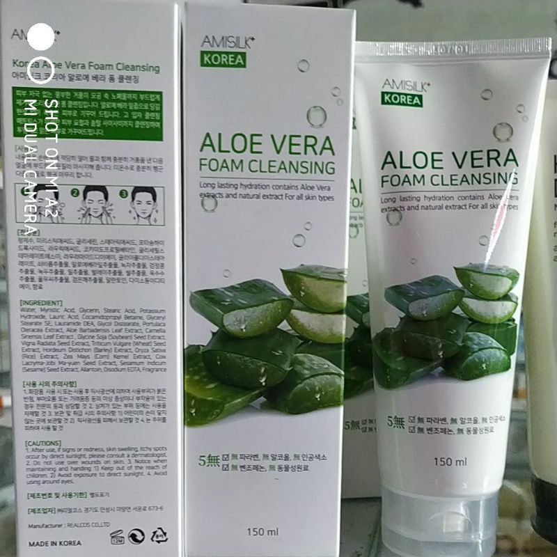 Sữa rửa mặt Aloe Vera lô hội nha đam 150mg dưỡng da, sạch mụn bụi bẩn