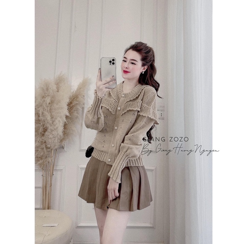 BÁN SỈ ÁO LEN BÈO VIỀN CÚC NGỌC MÀU BE - XANH CHO NỮ | BigBuy360 - bigbuy360.vn