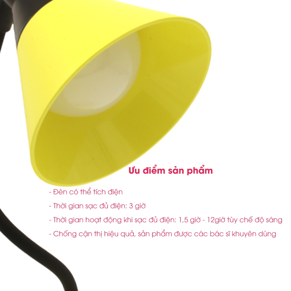 Đèn Học Tích Điện Chống Cận 3 Chế Độ Sáng Cảm Ứng Thông Minh Hình Khủng Long Hồng Hà - 3547