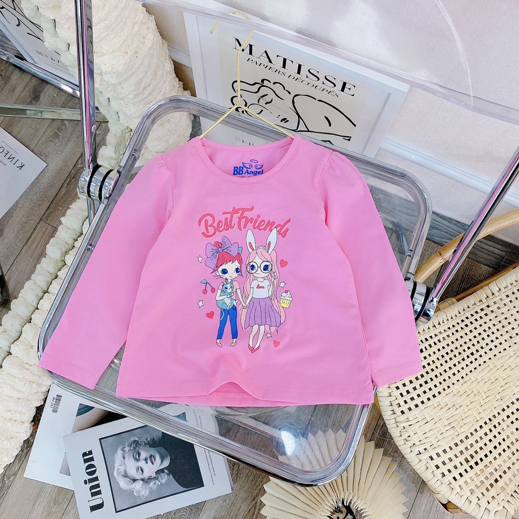 Áo thun dài tay thương hiệu BB Angel chất liệu cotton mềm mịt, hình in best friend siêu đẹp cho bé gái