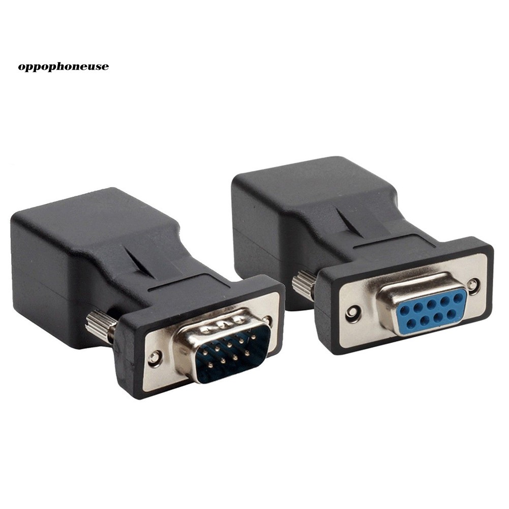 Bộ 2 Đầu Chuyển Đổi Db9 Rs232 Male Female Sang Rj45 Cat5E / 6