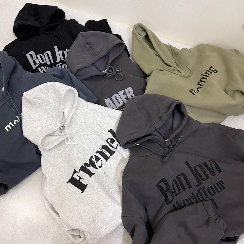 Áo nỉ Hoodie in chữ trước ngực form rộng ulzzang - Made by Fiin