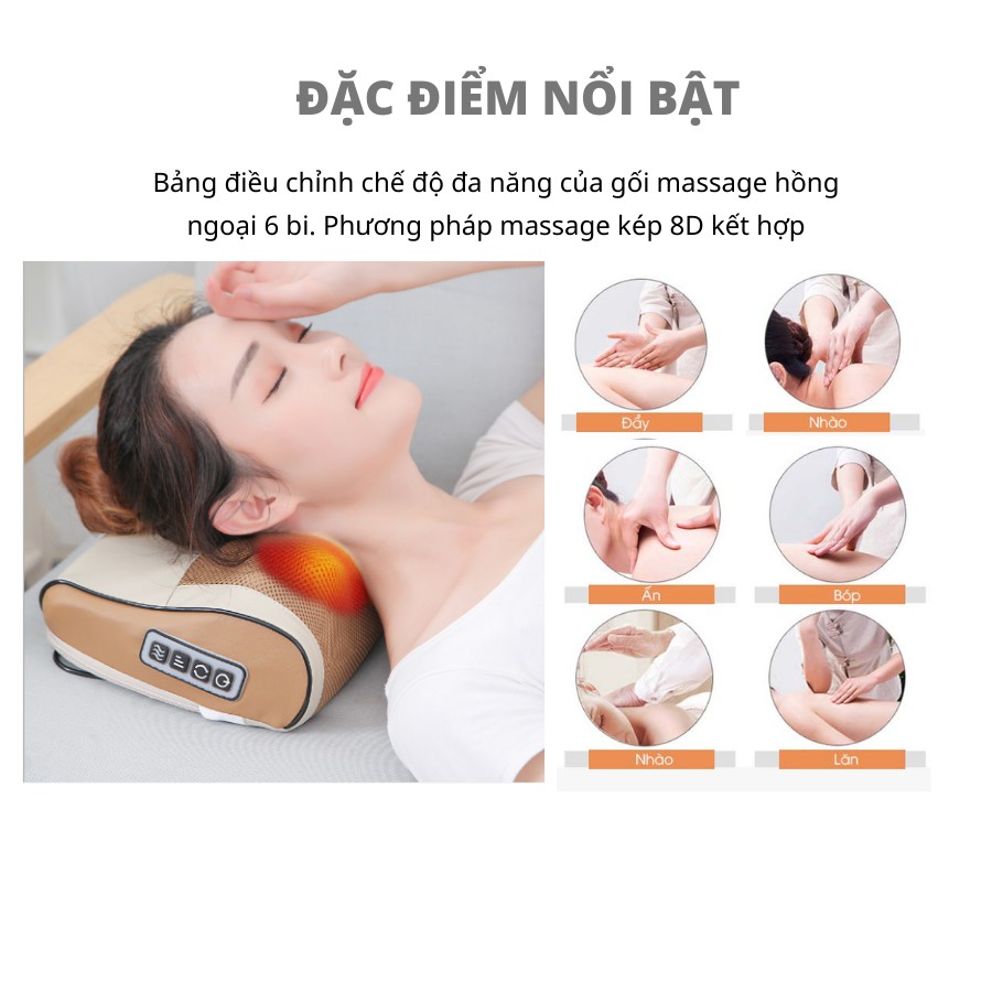 ✈️ [Freeship] GỐI MASSAGE ĐA NĂNG JB311 [Chế độ xoa bóp & hồng ngoại]