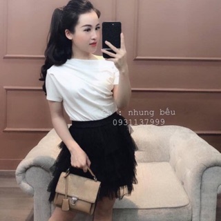 Áo kiểu lệch vai dúm hot hit