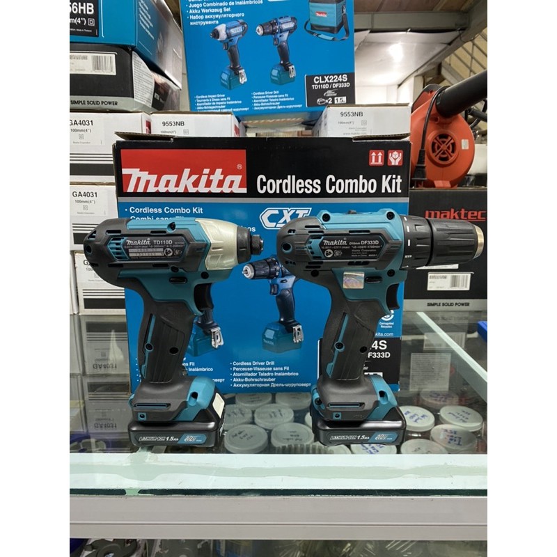 Bộ sản phẩm máy khoan búa, vặn vít dùng pin MAKITA CLX224S