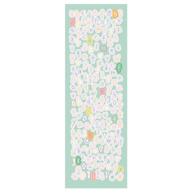 Miếng sticker in bảng chữ cái phong cách dễ thương thích hợp để trang trí DIY