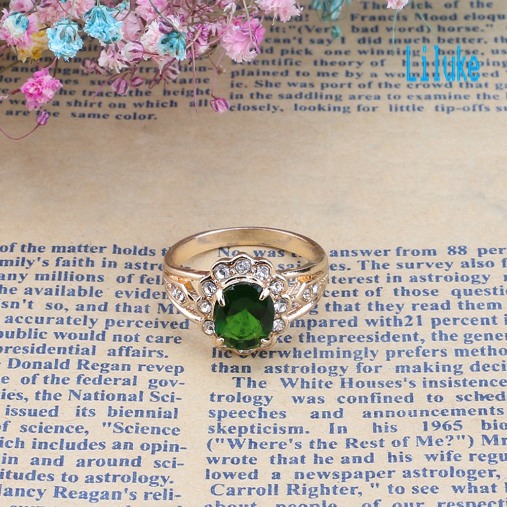 Nhẫn Hợp Kim Đính Ngọc Lục Bảo Phong Cách Cổ Điển Cho Nữ