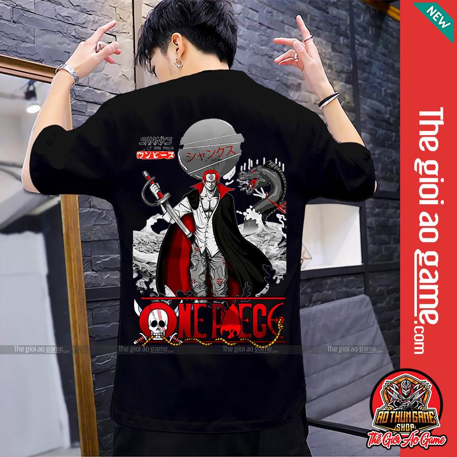 Áo one piece shanks tóc đỏ unisexn am nữ Áo thun one piece shanks phông cotton co giãn thoáng mát - thegioiaogame