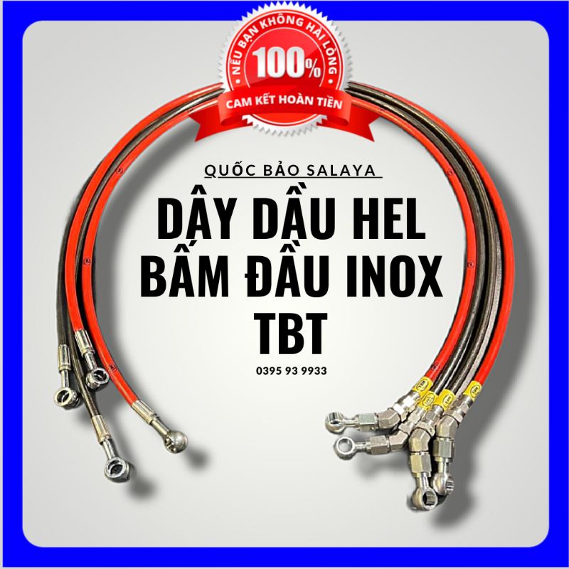 Dây dầu hel bấm sẵn đầu inox TBT 45° 90° thích hợp gắn mọi loại xe