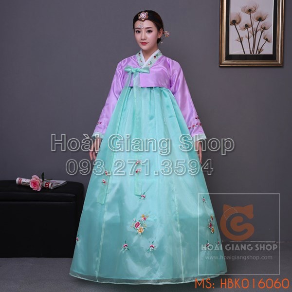 Bán sẵn trang phục Hanbok nữ kiểu voan kiếng 2 lớp đẹp, hiện đại và độc đáo