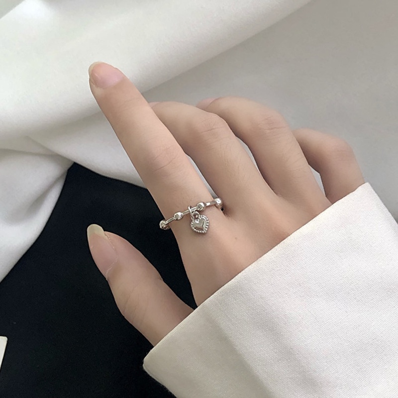 Nhẫn thời trang mặt hình trái tim phong cách Hàn Quốc cổ điển thanh lịch