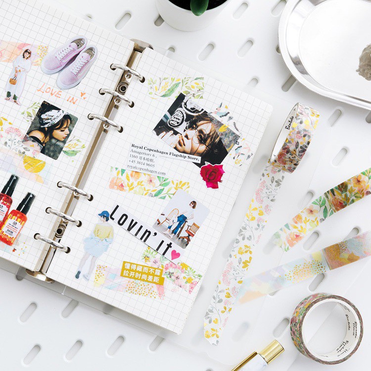 Băng dính washi tape ánh nhũ trang trí planner, bujo WST112