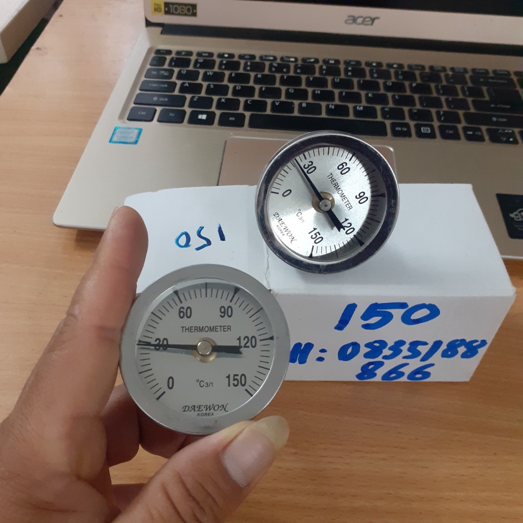 Đồng hồ đo nhiệt độ Lu quay lò nướng nồi hơi 150 độ mặt 5cm chân cảm ứng 7cm DAEWON Chân sau