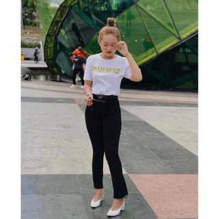 Quần Jean ống loe trơn đen