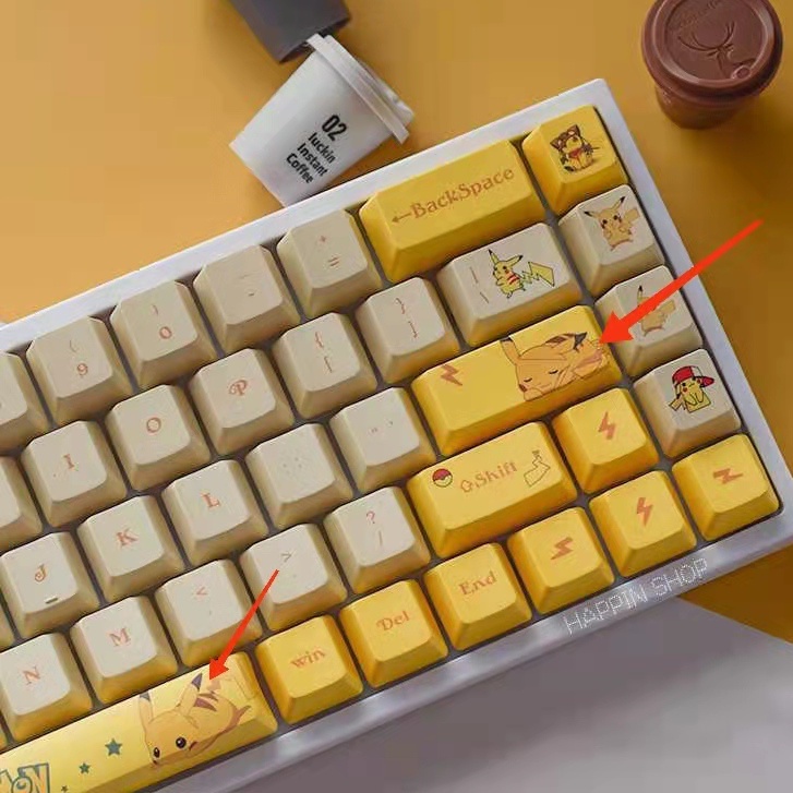 Bộ 4 Nút Bàn Phím Cơ PBT Hình Pikachu Dễ Thương