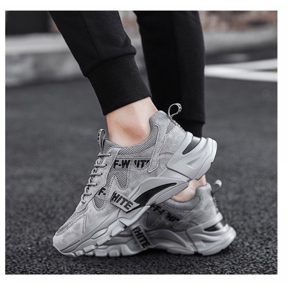 Giày Thể Thao Nam Giày sneaker nam -  Giày nam Màu trắng sữa dáng đẹp đế tăng chiều cao 4cm K01