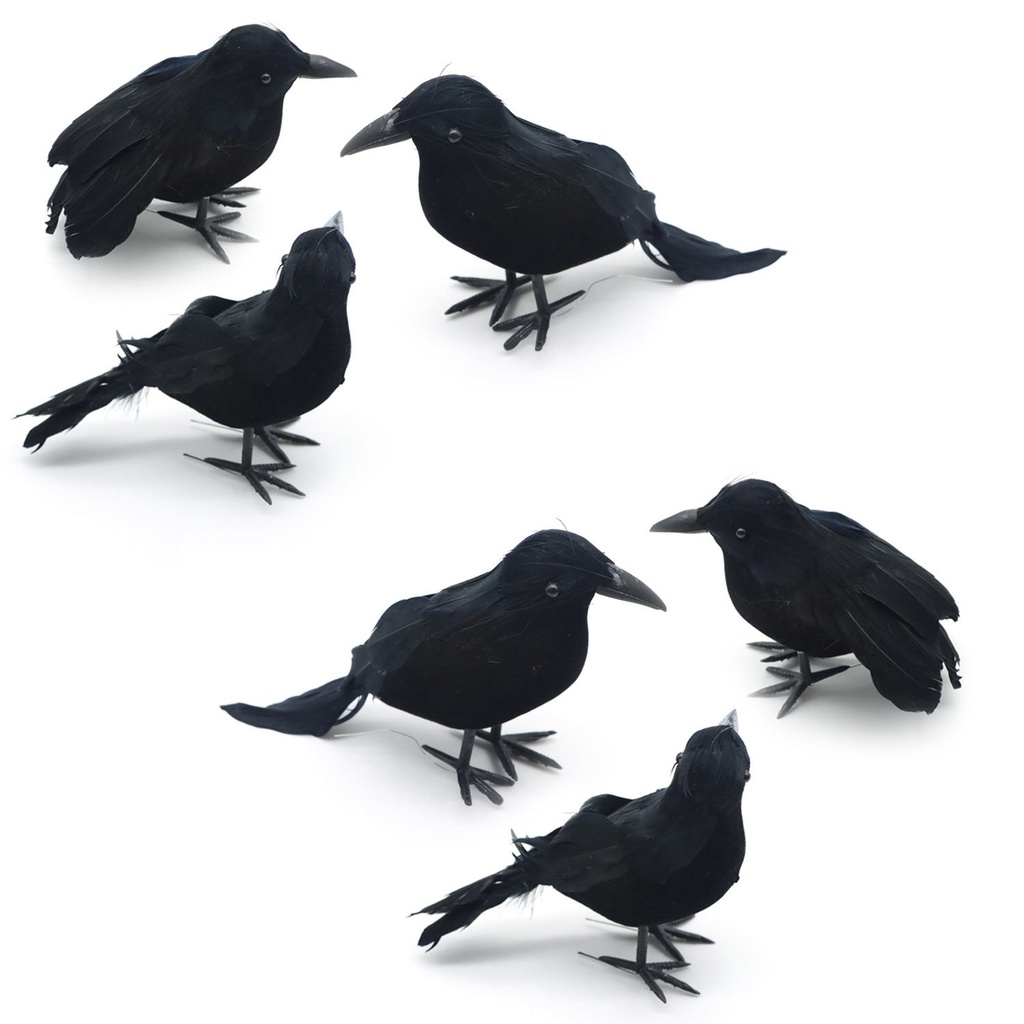 1/3/6pcs set Simulation Black Crow Animal Model Figure Halloween Hunting Decor Bird Party Decor gift