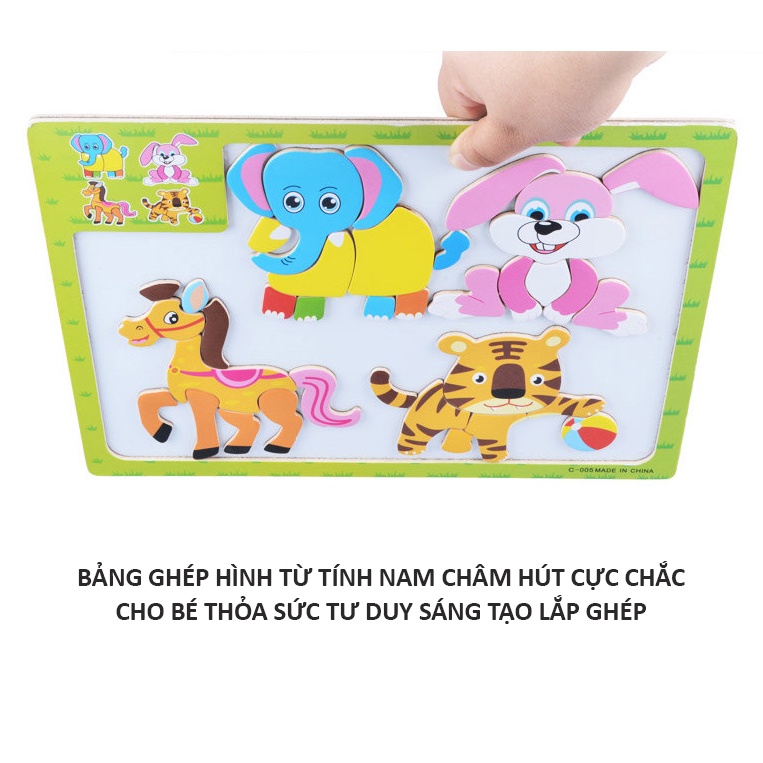 Đồ chơi bảng ghép hình nam châm cho bé lắp ghép tranh con vật Đồ chơi thông minh Bapkids