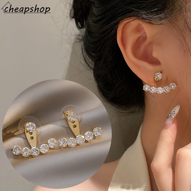 iF YOU Khuyên Tai Vàng Đính Kim Cương Nhân Tạo Thanh Lịch Cho Nữ