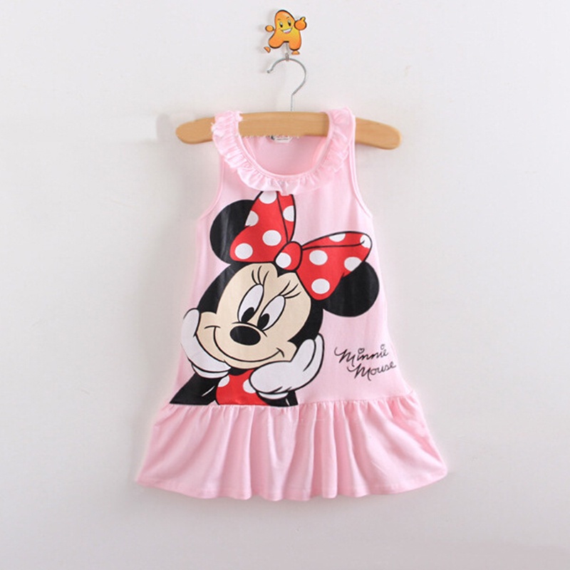 Đầm Xòe In Hình Chuột Minnie Xinh Xắn Cho Bé Gái akku