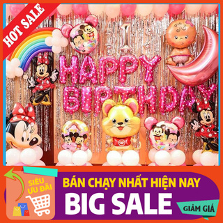 Trang Trí Sinh Nhật🍓FREESHIP🍓Set Trang Trí Sinh Nhật Bé Gái Màu Hồng, Tím 🎁CÓ QUÀ TẶNG KÈM