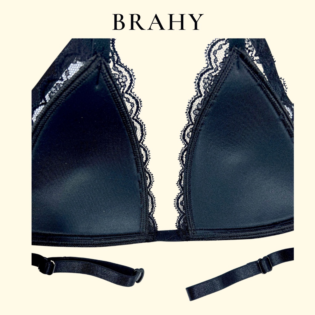 Bộ đồ lót ren Bralette đen hoa có mút mỏng hàng thiết kế cao cấp, mang rất thoải mái BRAHY 031