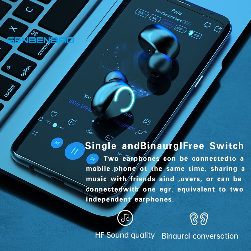 Tai Nghe Bluetooth F9 Pro  5.0 Không Dây Cảm Biến Vân Tay , Kiêm Sạc Dự Phòng Cao Cấp Nhiều Màu. Amoi F9
