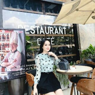 Áo sơ mi bèo tim tay bồng tiểu thư