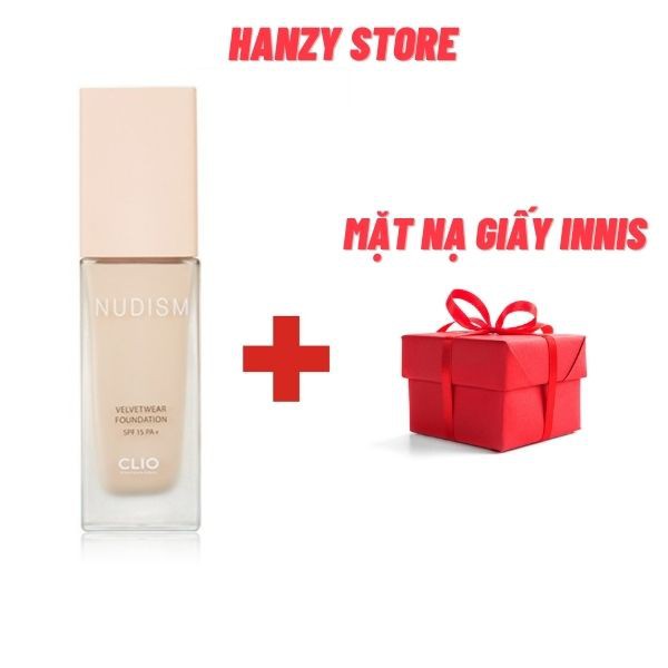 Kem nền Clio Nudism V.elvet Wear Foundation Che khuyết điểm, kiềm dầu hiệu quả - HanZy Store