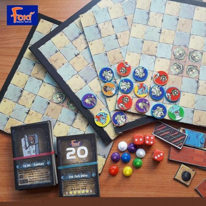 Board game-Escape From Zombie-đi tìm kho báu Foxi-trò chơi hay-gây cấn-hồi hộp và siêu trí tuệ-Tăng cường khả năng tưduy