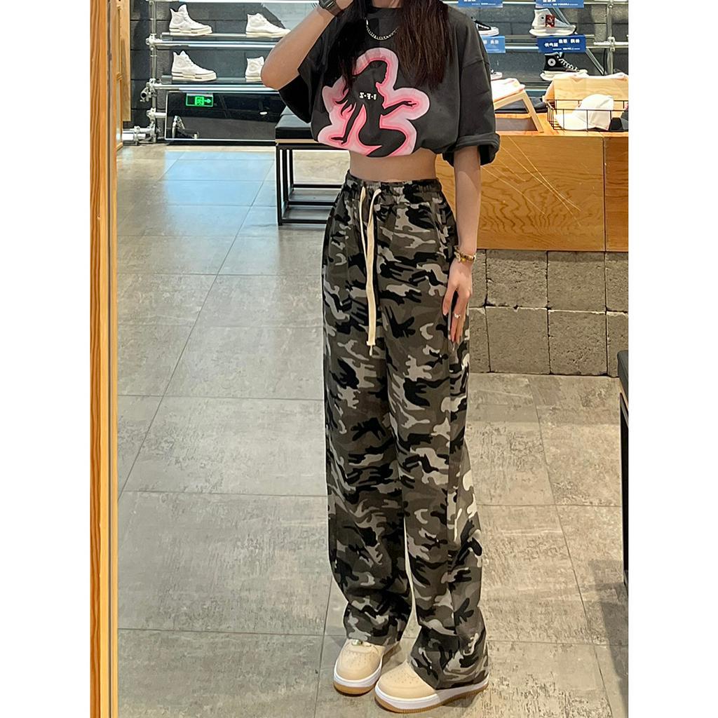 「 WELOVE1 」Quần Dài Ống Đứng Lưng Cao Phối Màu Tương Phản Phong Cách Hip Hop Thời Trang Mùa Hè Cho Nữ