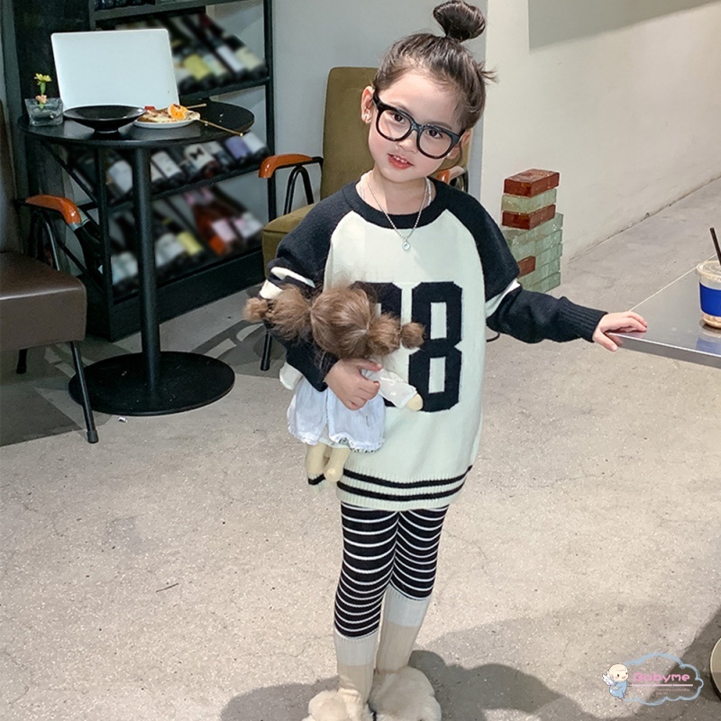 Quần Legging Họa Tiết Kẻ Sọc Dễ Thương Thoải Mái Phong Cách Hàn Quốc Cho Bé Gái