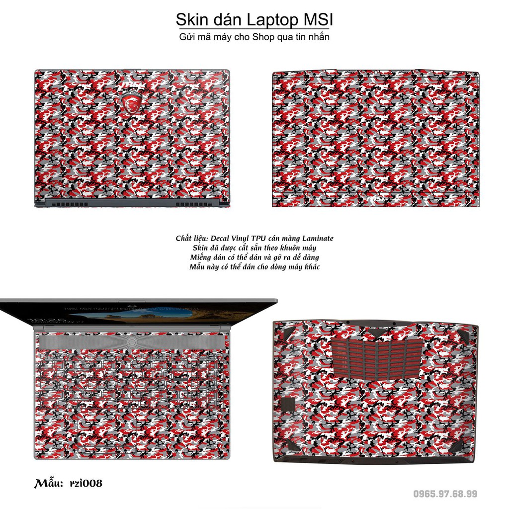 Skin dán Laptop MSI in hình rằn ri _nhiều mẫu 5 (inbox mã máy cho Shop)