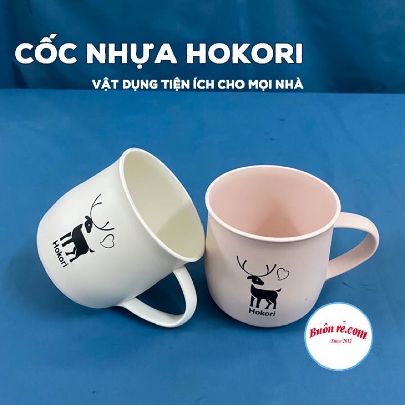 Cốc nhựa Hokori 350ml (6369) Việt Nhật chịu nhiệt tốt, cốc uống nước màu sắc xinh xắn có quai cầm