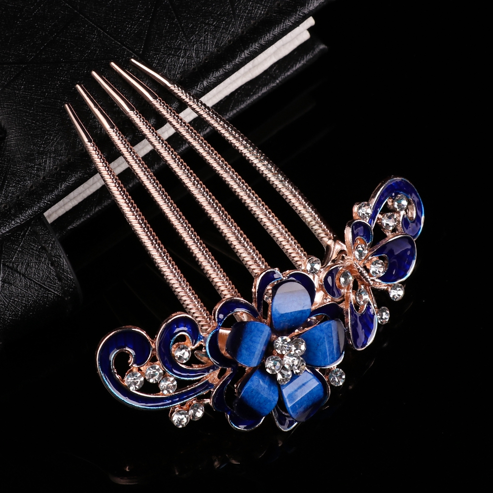 Trâm Cài Tóc Hình Hoa Đính Đá Lấp Lánh Cho Cô Dâu