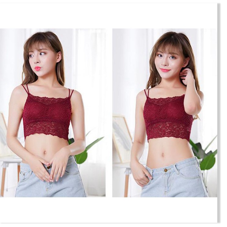 Á ngực nữ - Xả Kho - Áo bra ren dây chéo có mút ngực dành cho người dưới 55 kg